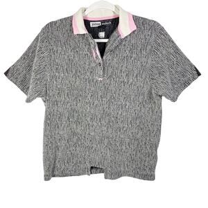 Jamie Sadock Polo Golf Tennis Top Pink Black White Womens Size Medium